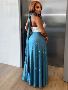 BamGleam 女士 Bamglam 性感深V镂空短款连衣裙，网纱拼接连衣裙 - 彩色 - 查看 2