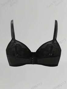 SHEIN Áo ngực lưới thêu ren đen cỡ lớn cho nữ, gợi cảm và thanh lịch để mặc hàng ngày - màu đen - Xem 2