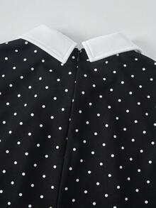 Váy dài tay ôm sát họa tiết chấm bi cổ điển tương phản dành cho bé gái tuổi teen - màu đen - Xem 5