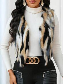 SHEIN Lady 女士时尚撞色毛绒无袖外套 女士冬季外套 女士冬季外套 女士冬季外套 感恩节女士外套 感恩节女士外套 女士冬季外套 女士冬季外套 女士冬季大衣 优雅时尚女士系列 - 彩色 - 查看 6