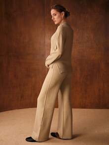 MOTF PREMIUM Conjunto de top de manga larga con cuello alto y pantalones - Albaricoque - Ver 7