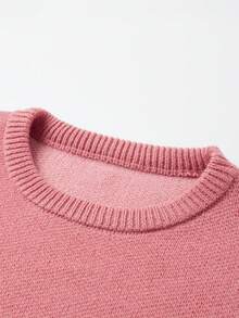 Manfinity Hypemode Jersey casual de hombre con estampado de letras, manga larga, para otoño/invierno - Rosa vieja - Ver 4
