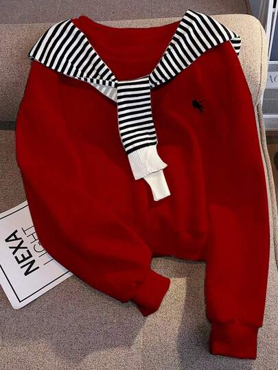 Resyla Damska bluza z nadrukiem rycerza, swobodnym dekoltem i długim rękawem, jesień/zima