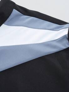 Manfinity Campus Court Aesthetic Post--Men's Long Sleeve Color Block Zipper Front Outdoor Windbreaker Jacket, Fall - Baby Blue - View 6