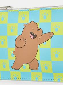 We Bare Bears X SHEIN 1个绿色格子时尚便携大容量卡零钱包 - 綠色 - 查看 5