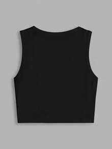 TOM & JERRY X SHEIN Plus Size Cartoon Printed Tank Top For Summer Suitable For Going Out - Black - View 2