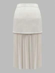 SHEIN Clasi 优雅高端百褶杏色A字裙，时尚精致 - 杏色 - 查看 2