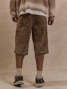 Musero Men Longline Washed Denim Shorts - Brown - View 4
