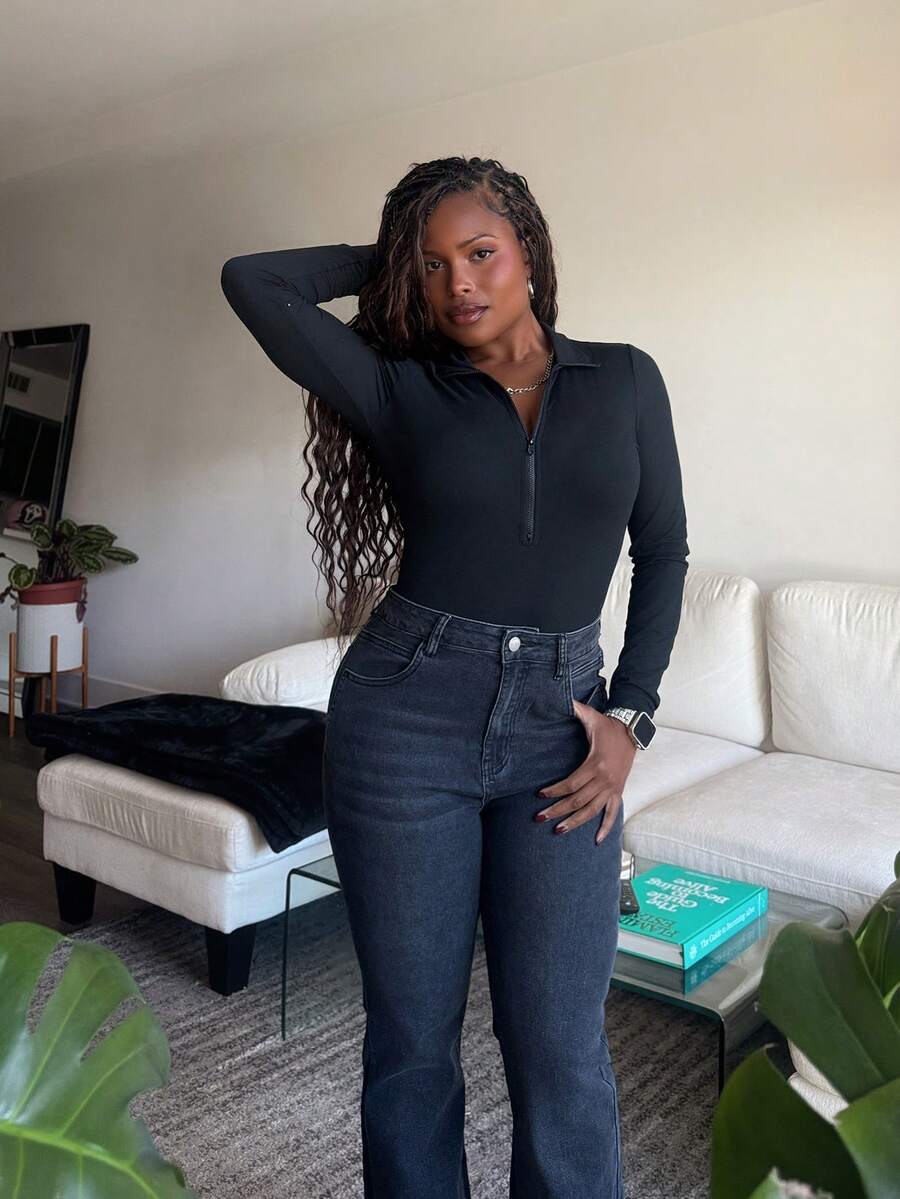 Tyla Gomez 女拉鍊立領連身衣 - 黑色 - 查看 1