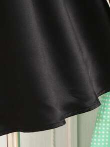 SHEIN Váy chữ A thắt nơ lớn bất đối xứng bằng nhung dệt kim thanh lịch cho bé gái tuổi mới lớn, váy maxi đen cho bé gái, váy dự tiệc đính sequin cho bé gái, thích hợp cho Giáng sinh, năm mới, tiệc sinh nhật, mùa cưới - màu đen - Xem 9