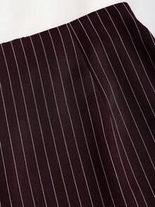 Sweetra 初秋新款韩版套装，棕色条纹设计，V领，收腰，修身时尚女装套装 - 棕色 - 查看 5