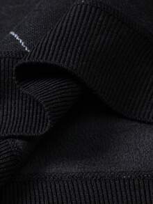 Manfinity Mode Áo len cổ cao nam mùa thu/đông, họa tiết hình thoi, lót giữ nhiệt, cổ cao in hình học, tay dài. - màu đen - Xem 3