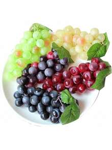 4/1pc Fake Red And Green Grapes, Plastic Lifelike Fruit Artificial Simulation Grapes For Wedding Home Kitchen Party Decor Photography Prop Gifts Birthday Graduation,Fake Plants - Multicolor - View 9