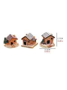 3 piezas Decoración de paisaje en miniatura de casita de resina - Multicolor - Ver 5