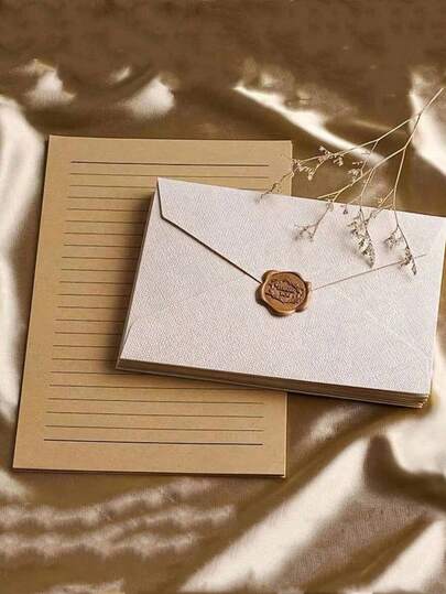 Vintage Linen Patterned Envelope, Letter Paper Set, Vintage Love Letter, Chinese Style Cowhide Special Paper Invitation Card, Postcard, Suitable For Making Invitation Letters, Thank-You Cards, Love Letters, Mother's Day Gifts, And Letter Writing