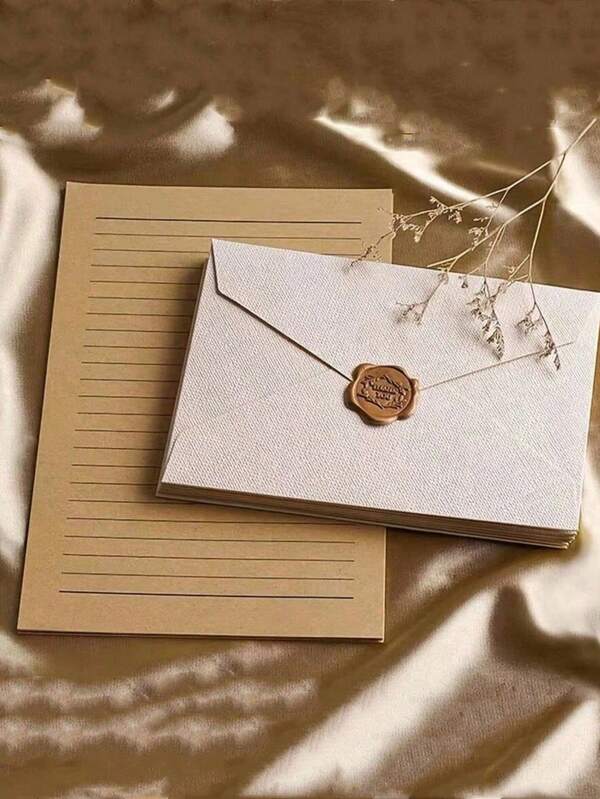 Envelope com Padrão de Linho Vintage, Conjunto de Papel de Carta, Carta de Amor Vintage, Cartão de Convite Especial de Papel de Couro de Vaca Estilo Chinês, Cartão Postal, Adequado para Fazer Cartas de Convite, Cartões de Agradecimento, Cartas de Amor, Presentes do Dia das Mães e Escrita de Cartas