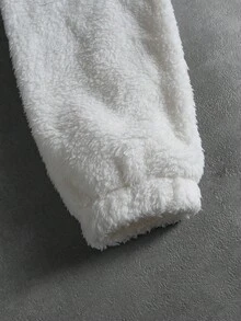 PAVTROS 男士连帽抓绒卫衣，卡通耳朵设计，白色，创意风格，适合休闲、通勤、日常穿着、街头潮流，是送给男友、老公、休闲、运动、通勤、返校、度假、情侣装、个性单品、朋友、街头服饰的绝佳礼物。 - 白色 - 查看 8