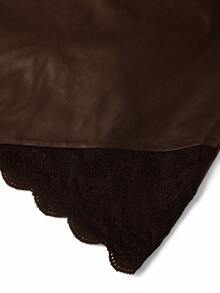 Ellevyn 女士优雅通勤纯色蕾丝拼接半身裙 - 摩卡棕 - 查看 5