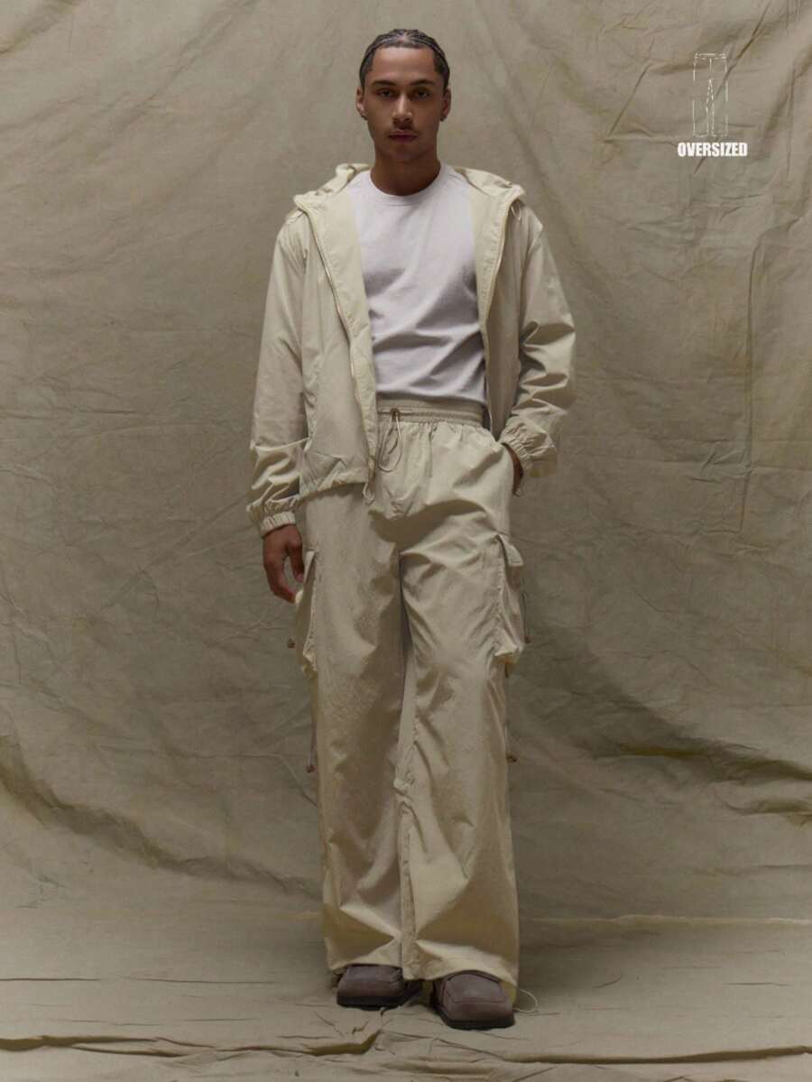 Musero Baggy Tech Ruched Track Joggers Pants Only Sets Fall SUMMER SPRING - Grey - View 1