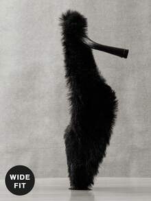 SHUZIA 女士宽楦时尚性感细高跟尖头人造毛皮高跟鞋 - 黑色 - 查看 7