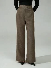 SHEIN Tall Damen Hoch taillierte Hahnentrittmuster gerade locker geschnittene Lässig Hose, Business, Retro, Party, Resort, Ausflug, Old Money, Sirene Koketterie, Abschlussball, Valentinstag, Kreuzfahrt Outfit, Pendeln, reichhaltig geschichtet, Date Night, Zusammenkunft, Minimalismus, Geburtstag, formelle Veranstaltung, Pause, bescheiden, schick, Lässig, Einkaufen, Streetwear, Ausgehen, karierte Hose Damenhose mit hoher Taille Weite Beine Hose, schicke Hose für Damen, Herbst - Braun - Übersicht 9