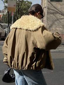 DAZY 女士休闲保暖衬里棉衣，秋冬夹克 - 軍綠色 - 查看 5