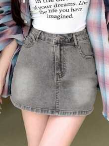 DAZY 女式休闲百搭牛仔短裙，带口袋