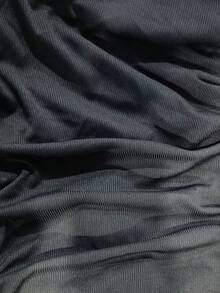 SHEIN Clasi Women's Solid Color Deep V-Neck Ruched Fitted Long Sleeve Dress - Black - View 5