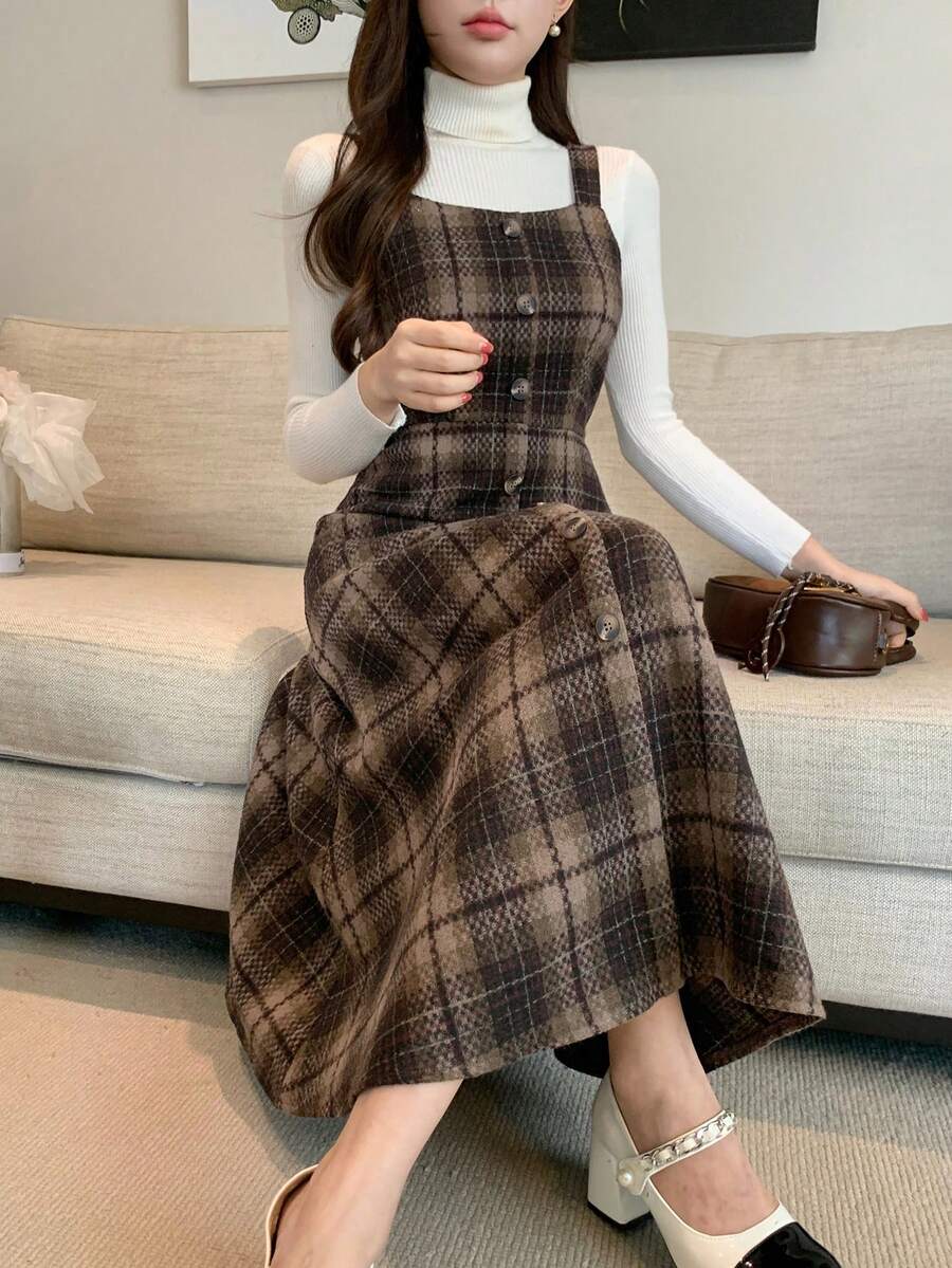 DAZY 优雅图案无袖美人鱼中长连衣裙，秋季女装