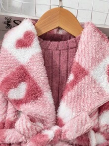 SHEIN Elladie kids 女童休闲罗纹上衣、裤子和背心三件套 - 粉色 - 查看 5