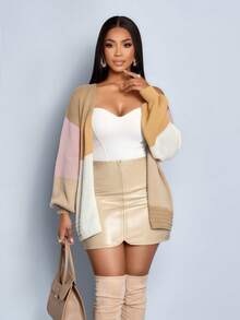 SOLERSUN Women's Fashion Fall Winter New Arrivals Autumn Elegant Casual Colorblock Long Sleeve Knit Sweater Cardigan