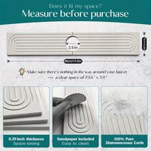1/4PCS Kitchen Faucet Mat - Diatomite Splash Guard For Sink, Quick-Drying Water Absorbing Stone Tray Includes Sandpaper Suitable For Kitchen Sink Bathroom Bath Tub Quick Dry Non-Slip Easy To Clean,17.7x3.9in,23.6x3.9in - Multicolor - View 4