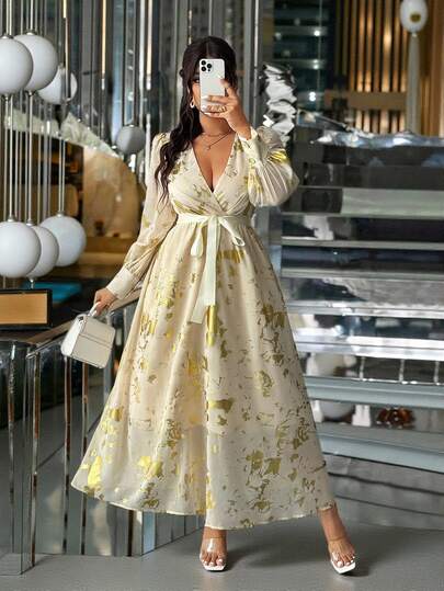 Elenzga 大码女式派对金属蝴蝶结连衣裙，派对