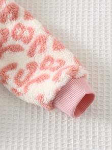 Cozy Pixies 2pcs/Set Baby Girls' Pink Leopard Print Thermal Lined Crew Neck Sweatshirt And Elastic Waist Jogger Pants, Comfortable & Fashionable Casual Outfit For Indoor, Outdoor, Skiing, School, Daily Wear, Sports, Party, Festival, Halloween, Christmas, New Year, Valentine's Day, Travel, Versatile - Multicolor - View 5