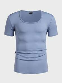 Manfinity VCAY Men's Knitted Casual Loose Solid Color Short Sleeve T-Shirt - Black - View 3