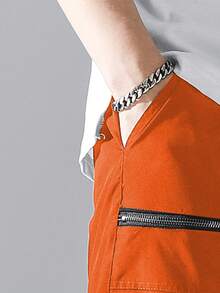 Manfinity Roghcode Men Flap Pocket Side Drawstring Waist Cargo Pants - Orange - View 4