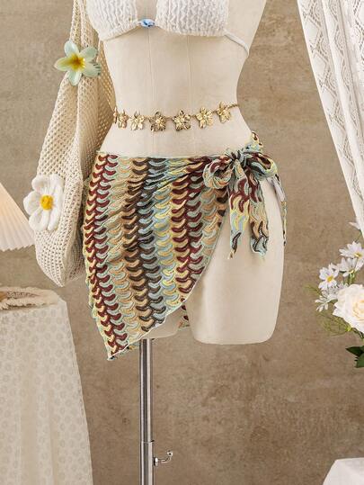 Bellisia Damen Sommer Neu Strand Urlaub Stil Lässig Süß Kontrastfarbe Gestrickt Stoff Einteiler Binden Vorne Badeanzug Strandkleid