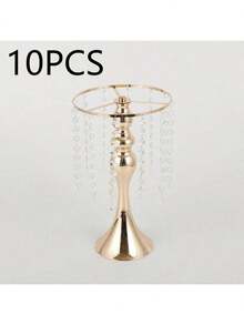 10件套户外婚礼餐桌中心装饰品，仿真花瓶，金色花卉摆件，多功能金属花架，优雅婚礼中心装饰花瓶，水晶花架，适用于婚礼、宴会、餐厅、酒店装饰、圣诞节等场合。 - 金色 - 查看 9
