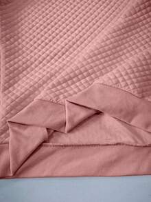 Manfinity Homme Men's Solid Color Round Neck Casual Versatile Long Sleeve Pullover Sweatshirt Waffle Knit Long Sleeve Mens Jumpers Long Sleeves For Men Men Clothes Casual - Dusty Pink - View 5