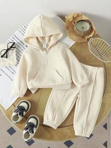 Souflis Souflis 2 件套男婴连帽拉链运动衫和慢跑裤套装，长袖套头连帽衫带口袋和松紧腰休闲裤，适合日常穿着、度假、上学、秋冬