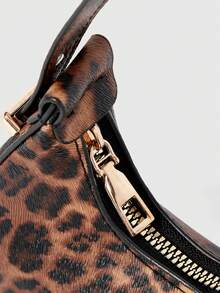 DareSee 迷你可爱豹纹单肩包，时尚高品质半月形手提包，轻巧时尚，音乐节礼物之选 - 棕色 - 查看 6