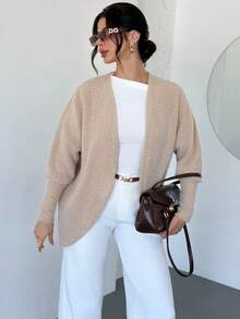 Firerie Veste blanche ample, élégante, romantique, décontractée et confortable pour tous les jours, à la mode, en plume et en maille de dentelle. Automne/Hiver