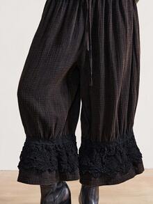 Bohemela 波西米亚风纯棉休闲纯色灯笼裤，适合女性，冬季、圣诞节、新年穿着 - 黑色 - 查看 2