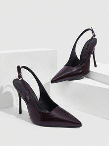 CUCCOO SZL Women's Back Strap Butterfly Decor Lolita Style High Heel Pumps, Burgundy - Coffee Brown - View 5