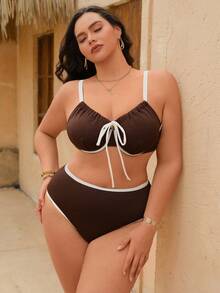 Swim Chiccia Bộ đồ bơi viền kim loại thanh lịch cỡ lớn họa tiết chắp vá Holiday Beach - Nhiều màu - Xem 4