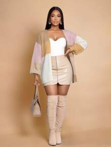 SOLERSUN Women's Fashion Fall Winter New Arrivals Autumn Elegant Casual Colorblock Long Sleeve Knit Sweater Cardigan