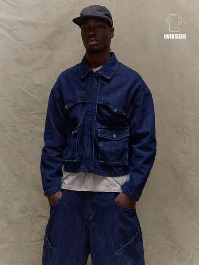 Musero Oversized Long Sleeve Denim Hidden Placket Detailing Jacket Only Fall SUMMER SPRING