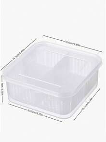 极简清仓 葱姜水果厨房家用冰箱收纳盒密封保鲜盒蒜蓉储物盒葱姜格子方形可沥水 - 無色 - 查看 12