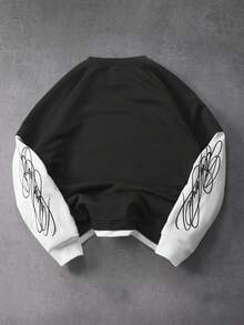 PAVTROS Men's Casual Fashion Street Letter Print Raglan Sleeve Pullover Sweatshirt, Spring/Autumn - Multicolor - View 3