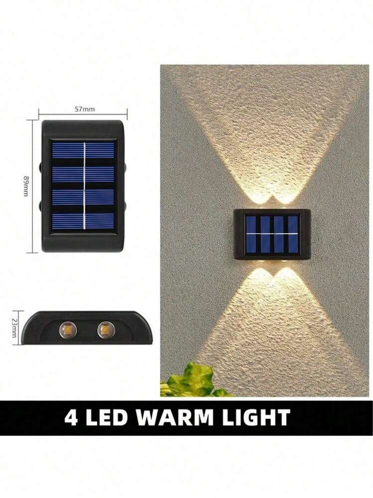 Đèn tường năng lượng mặt trời, nhiều đèn LED hai hàng, đèn pin ánh sáng ấm áp, đèn trang trí, đèn sân vườn, đèn chiếu sáng đường phố, đèn hành lang ngoài trời và đèn bàn - màu đen - Xem 7